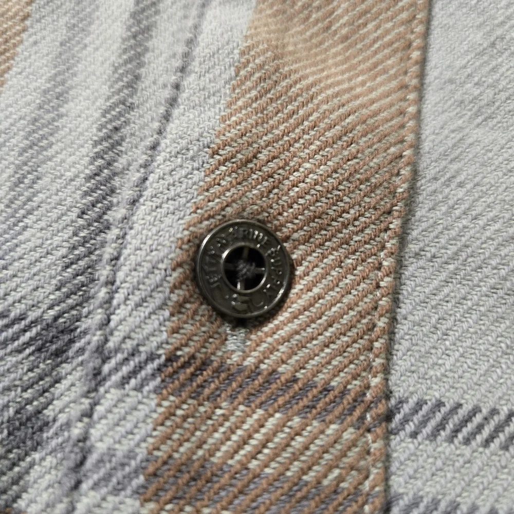 Men's Plaid Casual Button Down Shirt - Gray and Brown - Picture 3 of 8